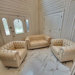 Leather Living Room Sofa Set 