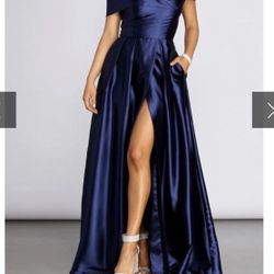 Satin Royal Blue Prom Dress