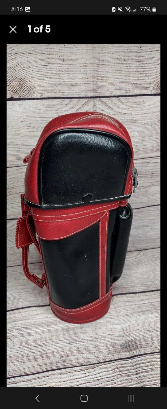Vintage Wine Bottle Bag Vintage Faux Leather Zipper Golf Bag 