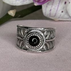 Black Agate 💍 925 Sterling Silver Ring size 9