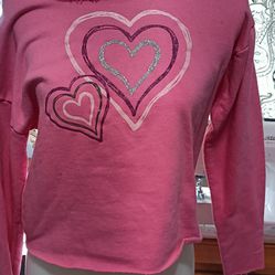 Upcycles Pink Heart Sweatshirt Small-large
