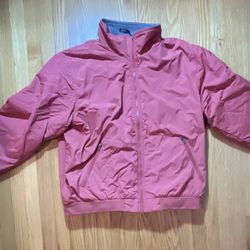 LL BEAN Warm Up Jacket Coat Men's Size XL THINSULATE Fleece Lined - Red Burgundy