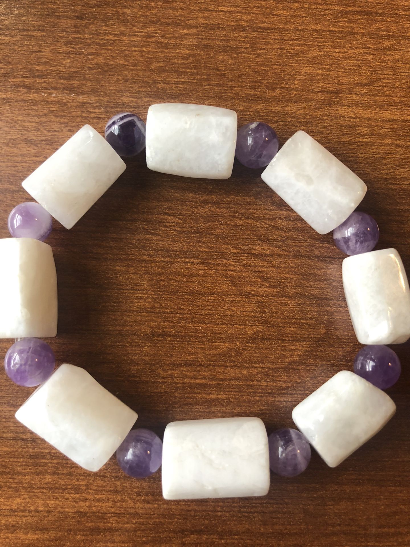 Moonstone And Amethyst Bracelet 