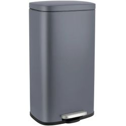 30 Liter / 8 Gallon Kitchen Trash Can, Stainless Steel Trash Can with Soft-Close Lid, Rectangular Step Garbage Bin for Bathroom / Small Space
