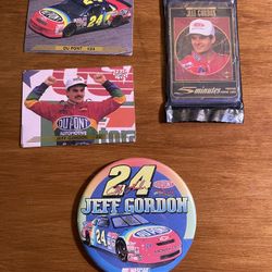 Jeff Gordon Trading Cards, Prepaid Phone Cards & Botton Pin 