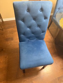 4 blue chairs