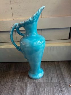 Turquoise Ceramic Decorative Pitcher Vase