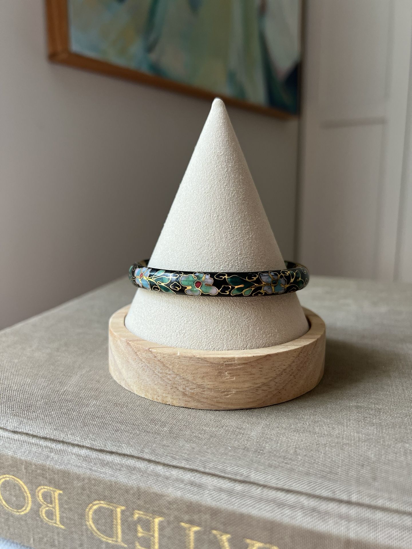 Vintage HandPainted Enamel Bangle Bracelet ( 2.8” ) firm on price