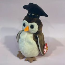 1998 Ty Beanie Babies Wise the Owl Class of '98 Handmade in Indonesia EC NWT 7"