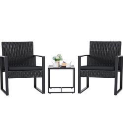 3 Pieces Outdoor Patio Wicker Furniture Set