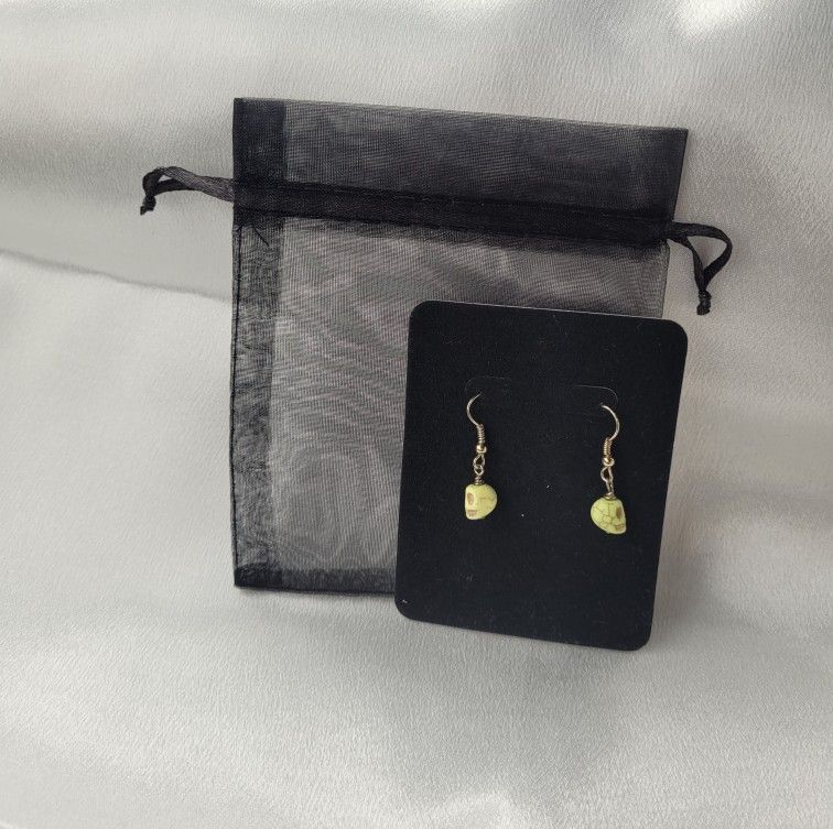 Lime Green Skull Earrings And Necklace