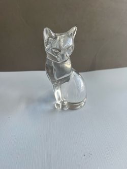 Vintage Handmade Lenox 1993 Frosted Crystal Cat Sitting Figurine