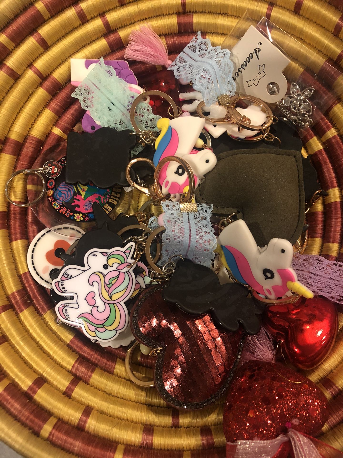 Assorted Accessories Keychains Purse charms.
