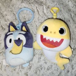 Bluey And Baby Shark Keychain Plushies