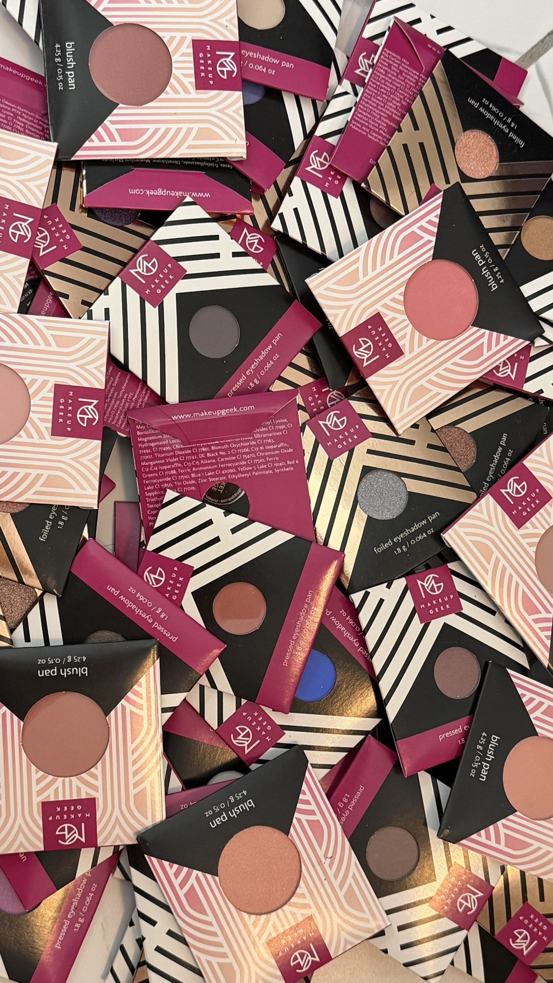 HUGE Makeup Bundle – 68 Makeup Geek Eyeshadows, 8 Blushes + Lashes, Powders, Sponges – BRAND NEW