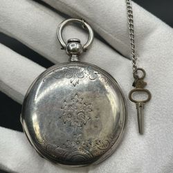 Vintage Sterling Henry Beguelin Key Wind Pocket Watch Lockle Full No. 37539 *4520