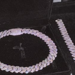 18 k Gold Plated Cuban Link Chain & Bracelet 