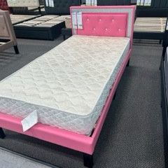 TWIN: Pink Platform New Bed With Nice Orthopedic Supreme Mattress Included 
Also available in Full Size. 