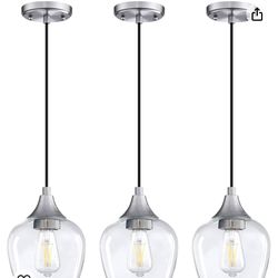 NEW OPEN BOX: 3 Pack Hanging Lighting Light Fixtures for Kitchen Island in Brushed Nickel