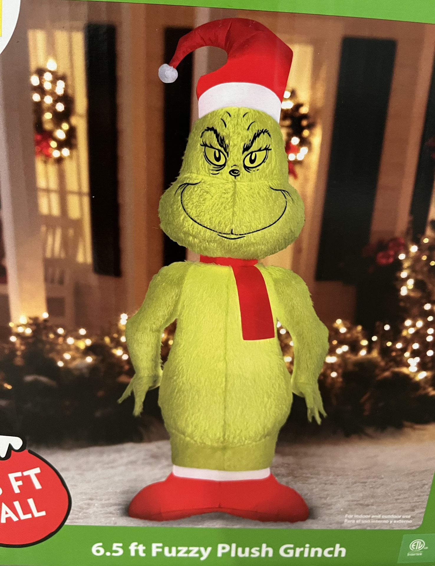 6.5FT Light Up, Fuzzy Plush Fabric GRINCH