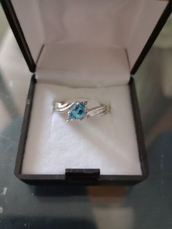 925 Silver/Topaz With Diamonds Ring Size7