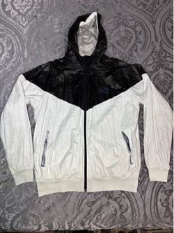 Nike NSW Windrunner Jacket Large Womens Black White Full Zip Hooded Vintage