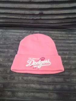 Pink Dodgers beanie New
