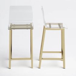 4 Gold Counter Stool With Clear Acrylic Seat