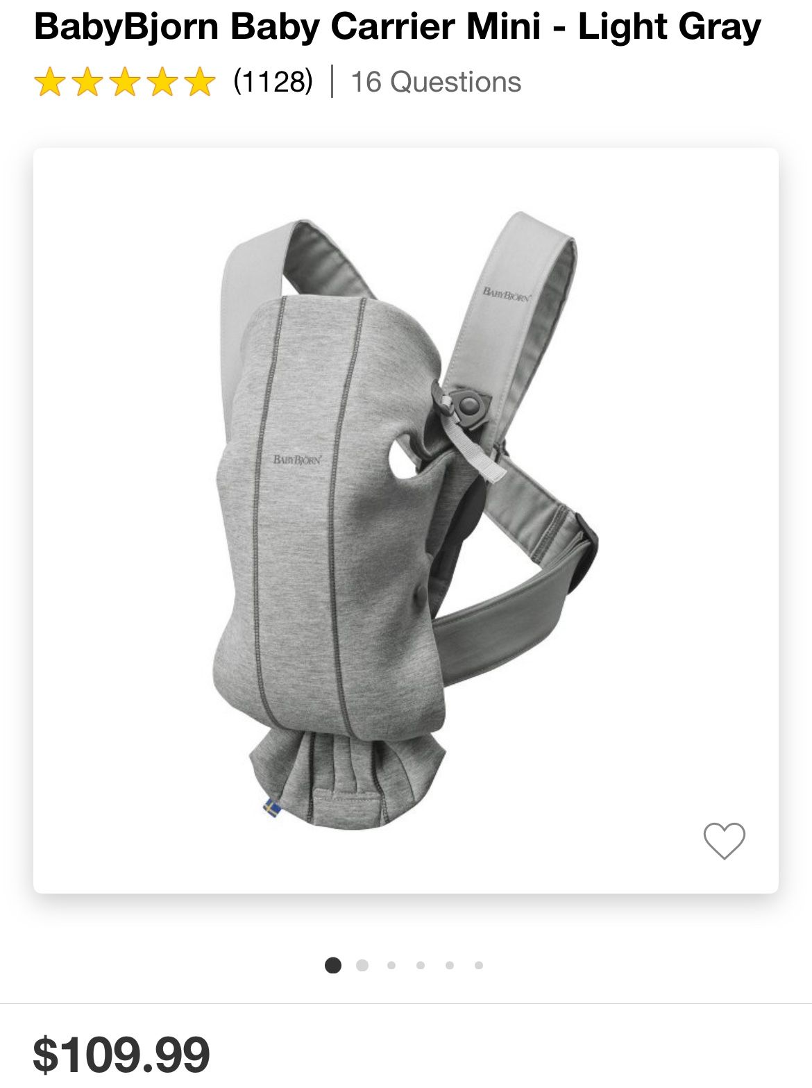 Baby Bjorn Carrier Mini in Gray Color