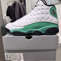 Size 9.5 Jordan 13 Retro White Lucky Green