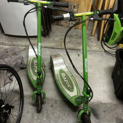 2 Razor E200 Electric Scooters - 8" Air Tires, 200-Watt Motor w/charger