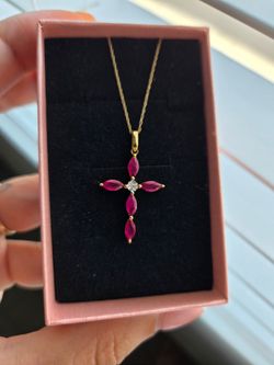Cadena de oro 10k de ruby naturales