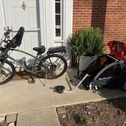 Electra E-bike and Burley Bike Trailer