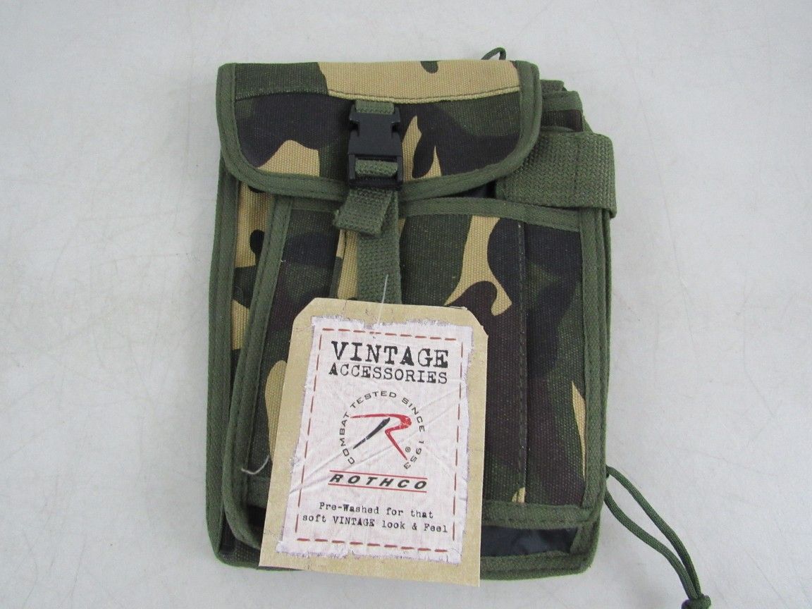 Rothco Vintage Accessories Canvas Travel Portfolio Bag Woodland Camo-NEW

