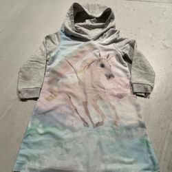 H&M Unicorn Hoodie Dress— Size 2-4T