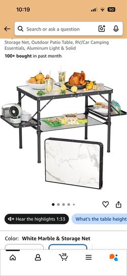 Titanker Folding Camping Table 3ft, Folding Picnic Table, Large Camp Table Portable