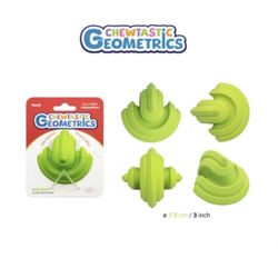 PetDreamHouse Chewtastic GeoMetrics Natural Rubber Dog Toy - Geo-Gem, Green