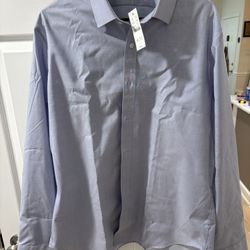 JCREW Bowery Blue performance stretch dress shirt W/ spread collar, XL, Not Worn