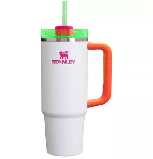Stanley 40oz White Quencher H2.0 Travel Tumbler Thermos Flowstate Straw Cup