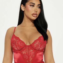 Red Teddy Lace Lingerie In Medium From Fashionnova 