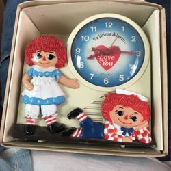 Raggedy Anne-Andy Clock Vintage 