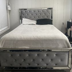 Bed Frame And Mirrored Dresser 