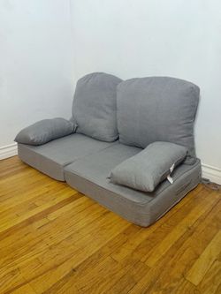 New 24 in. x 24 in. Set of 2 Outdoor Deep Seat Cushion with Small Pillow in Light Gray for Patio Couch and Sofa