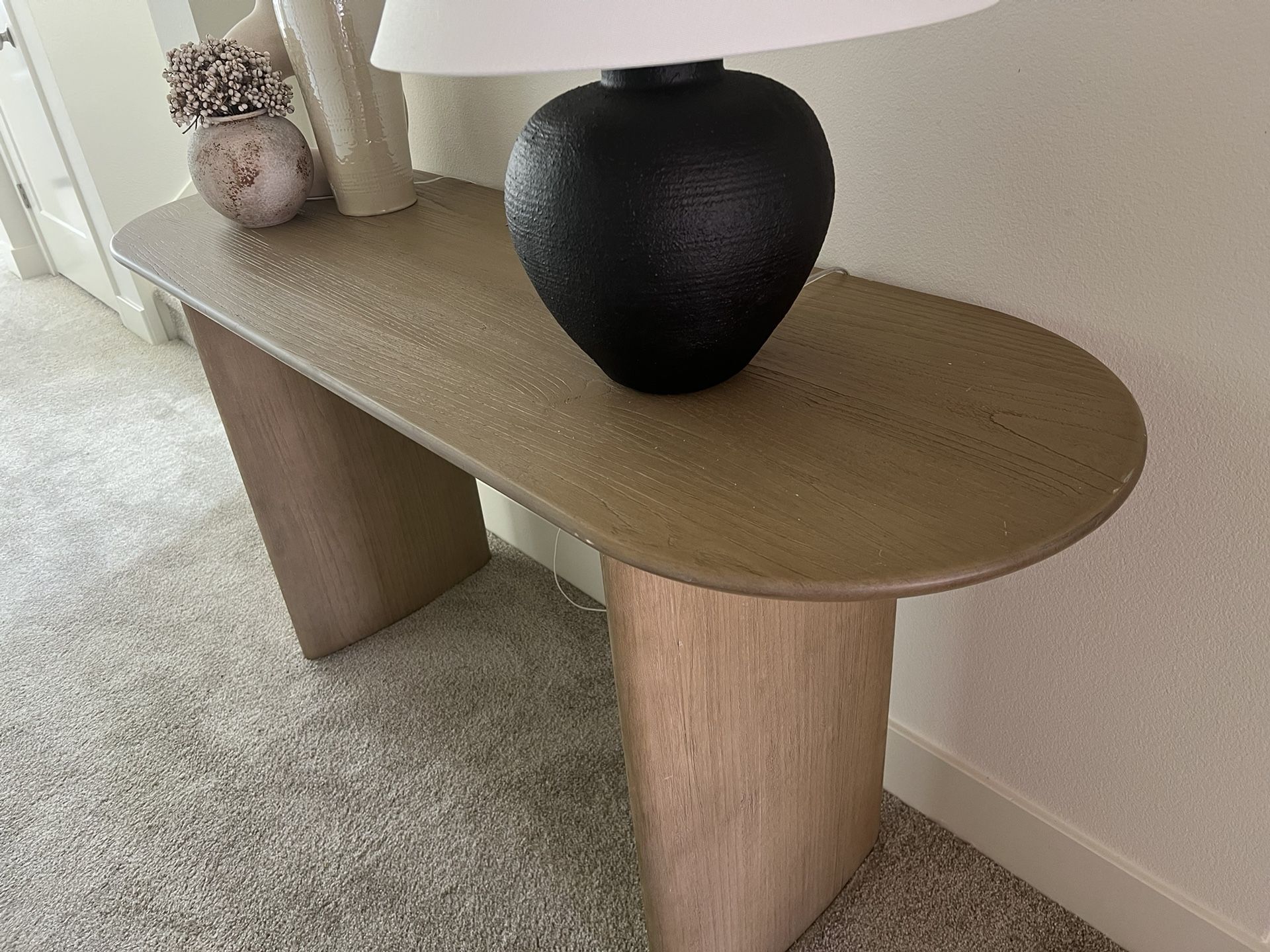 Zeke Oval Brushed Wood Console Table
