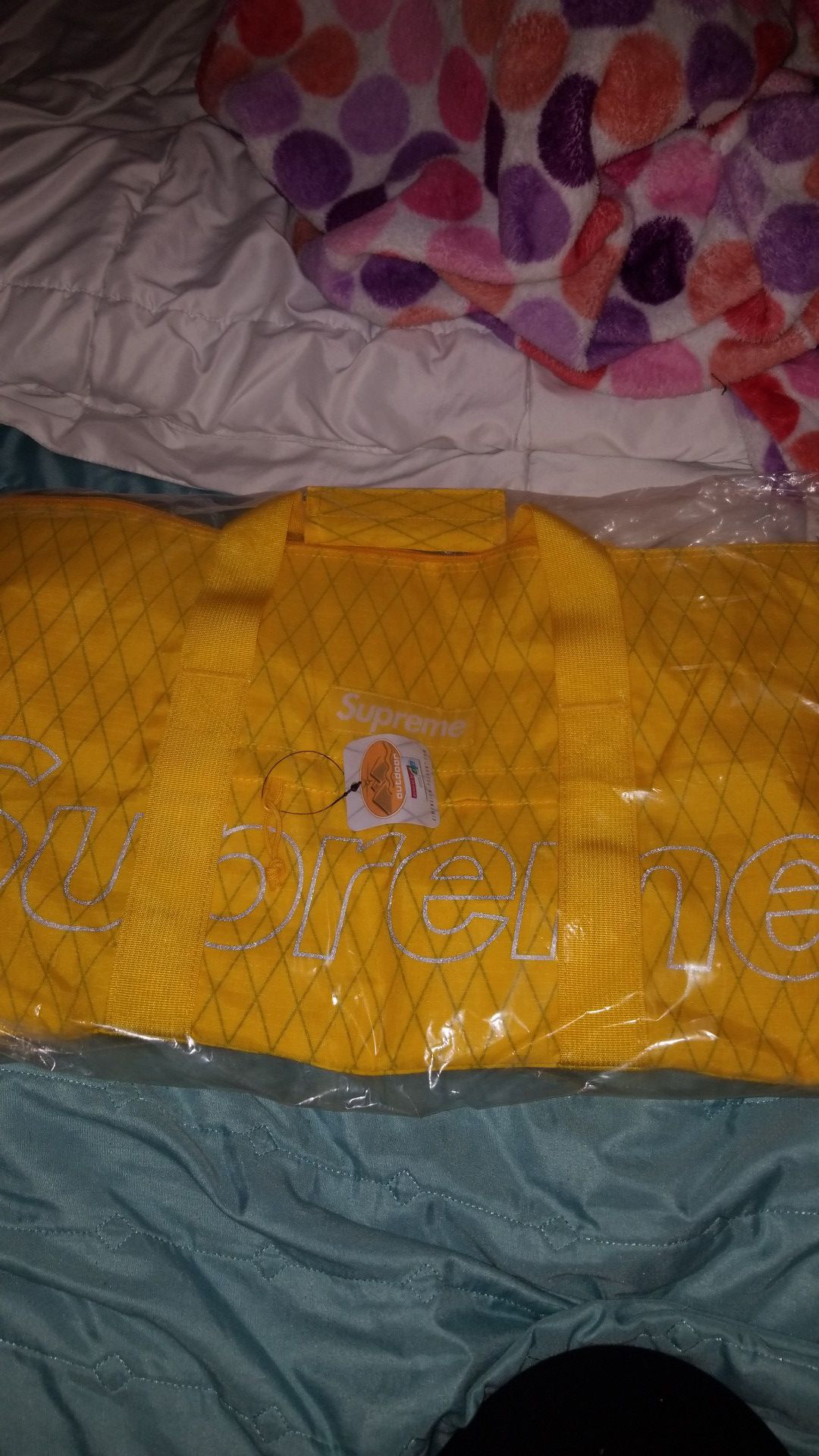 Yellow supreme duffle bag