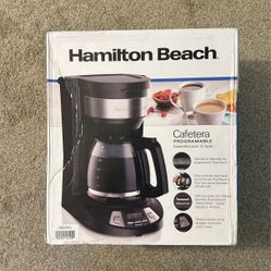 Hamilton Beach Programmable 12 Cup Coffee Maker | Glass | Auto Pause and Pour | Black with Stainless Accents