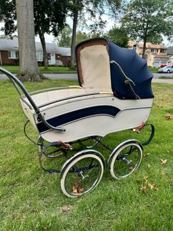 Vintage 1950s Van Delft Dutch Baby Pram Carriage – Restored Suspension – Stunning Display Piece