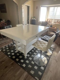 Large Kitchen Island with 4 Adjustable Bar Stools