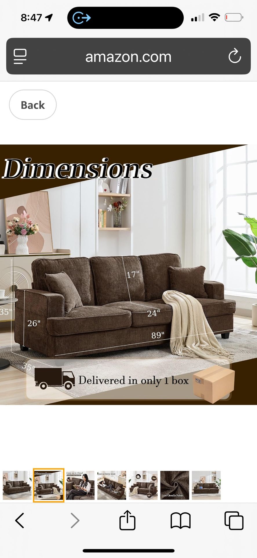77” Brown Sofa