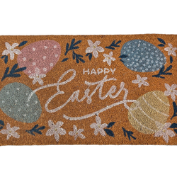 Happy Easter Multicolor Coir Doormat Pastel Easter Eggs